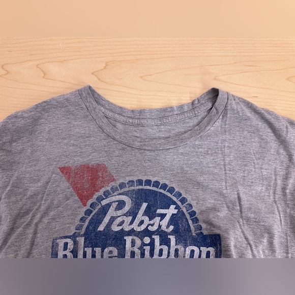 Pabst Blue Ribbon short-sleeve graphic logo t-shirt gray Men’s Sz XL - Picture 5 of 9